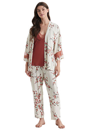 Catherine's Kadın Bej 3'lü Pijama Takım 2708