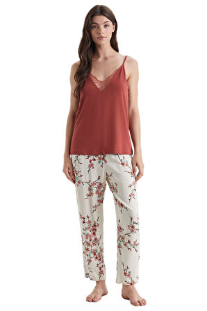 Catherine's Kadın Bej 3'lü Pijama Takım 2708