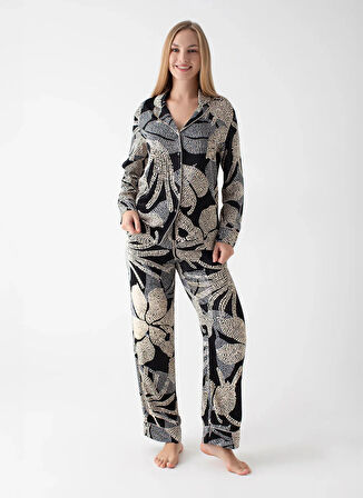 Wondergen V Yaka Siyah Pijama Üst 401WON-1110-0143