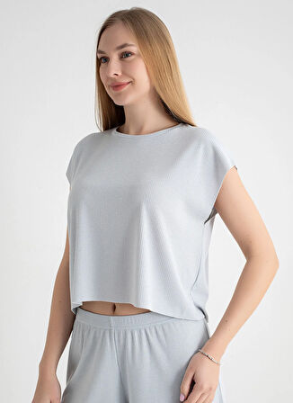 Sixteensixty Yuvarlak Yaka Gri Pijama Üst 403SIX-1110-051