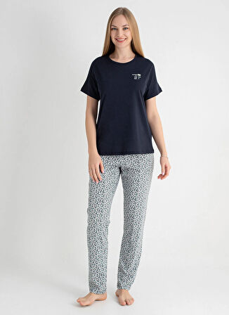 Sixteensixty Yuvarlak Yaka Lacivert Pijama Üst 403SIX-1110-054