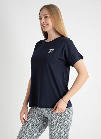 Sixteensixty Yuvarlak Yaka Lacivert Pijama Üst 403SIX-1110-054