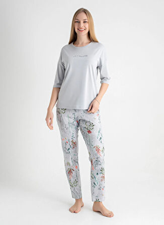 Sixteensixty Yuvarlak Yaka Gri Pijama Üst 403SIX-1110-049