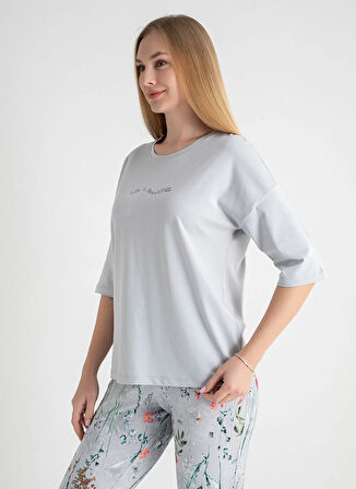 Sixteensixty Yuvarlak Yaka Gri Pijama Üst 403SIX-1110-049