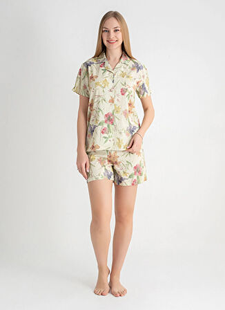 Sixteensixty V Yaka Bej Pijama Üst 403SIX-1110-058