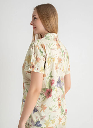 Sixteensixty V Yaka Bej Pijama Üst 403SIX-1110-058