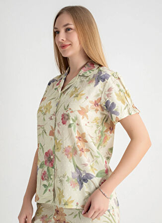 Sixteensixty V Yaka Bej Pijama Üst 403SIX-1110-058