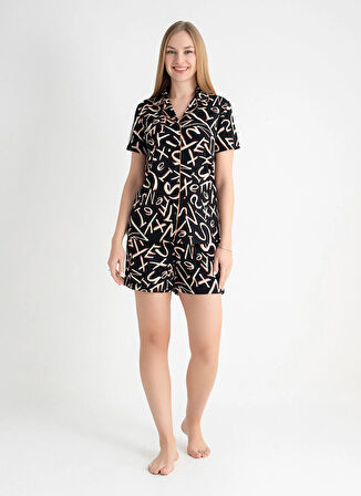 Sixteensixty V Yaka Siyah Pijama Üst 403SIX-1110-064