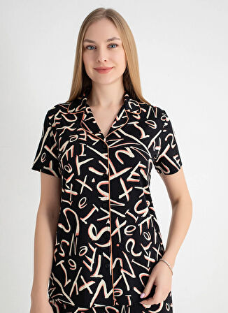 Sixteensixty V Yaka Siyah Pijama Üst 403SIX-1110-064