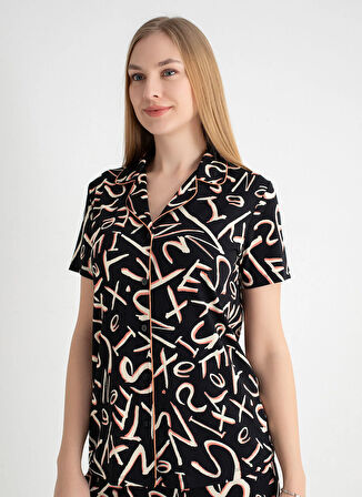 Sixteensixty V Yaka Siyah Pijama Üst 403SIX-1110-064