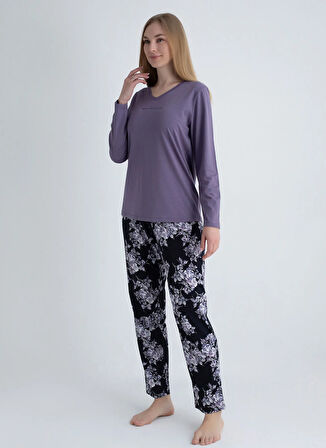 Sixteensixty Yuvarlak Yaka Mor Pijama Üst 403SIX-1110-067