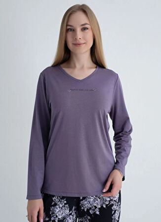 Sixteensixty Yuvarlak Yaka Mor Pijama Üst 403SIX-1110-067