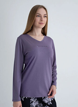 Sixteensixty Yuvarlak Yaka Mor Pijama Üst 403SIX-1110-067