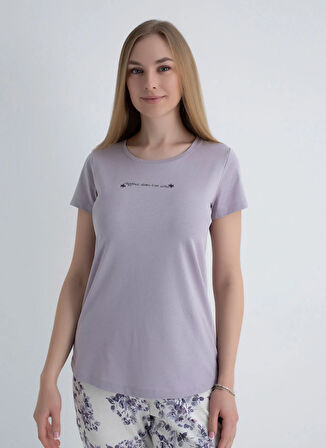 Sixteensixty Yuvarlak Yaka Lila Pijama Üst 403SIX-1110-070