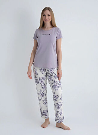 Sixteensixty Yuvarlak Yaka Lila Pijama Üst 403SIX-1110-070
