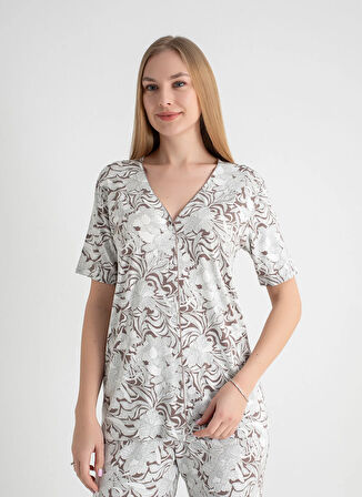 Wondergen V Yaka Toprak Pijama Üst 401WON-1110-165