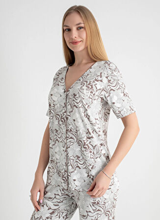 Wondergen V Yaka Toprak Pijama Üst 401WON-1110-165