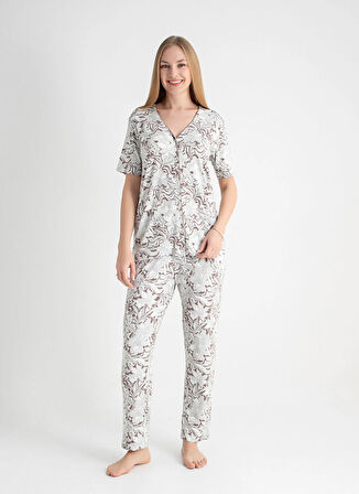 Wondergen V Yaka Toprak Pijama Üst 401WON-1110-165