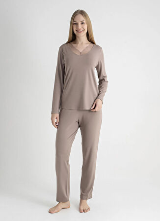 Wondergen V Yaka Toprak Pijama Üst 401WON-1110-168