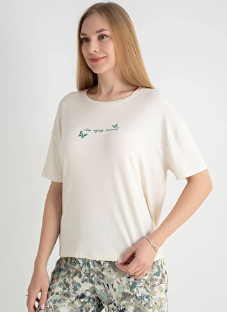 Wondergen Yuvarlak Yaka Taş Pijama Üst 401WON-1110-182