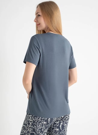 Wondergen Yuvarlak Yaka Lacivert Pijama Üst 401WON-1110-186