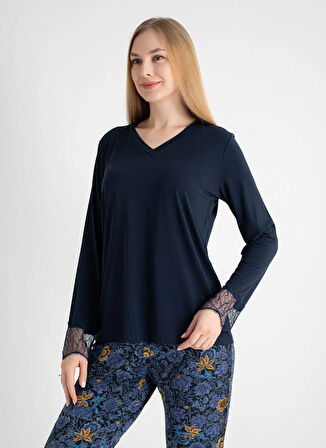 Wondergen V Yaka Lacivert Pijama Üst 401WON-1110-175