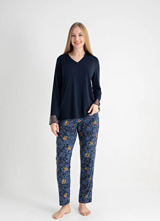 Wondergen V Yaka Lacivert Pijama Üst 401WON-1110-175