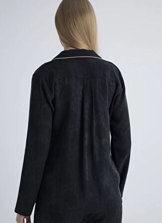 Vivis Standart V Yaka Siyah Kadın Gömlek 50VIV10102