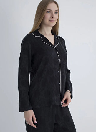 Vivis Standart V Yaka Siyah Kadın Gömlek 50VIV10102