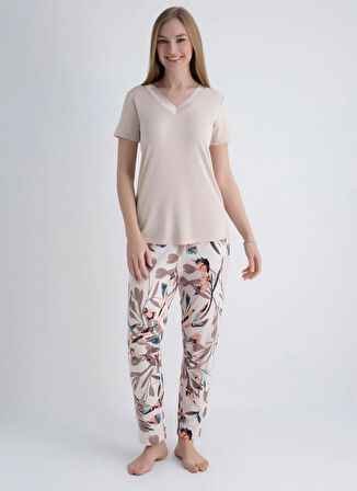 Wondergen V Yaka Pembe Pijama Üst 401WON-1110-197