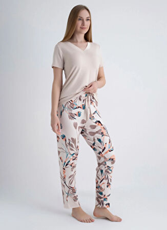 Wondergen V Yaka Pembe Pijama Üst 401WON-1110-197