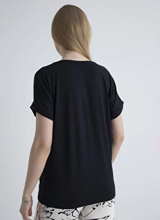 Wondergen Yuvarlak Yaka Siyah Pijama Üst 401WON-1110-199