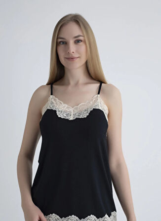 Wondergen V Yaka Siyah Kadın Atlet 401WON-1118-201