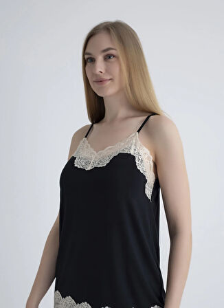 Wondergen V Yaka Siyah Kadın Atlet 401WON-1118-201