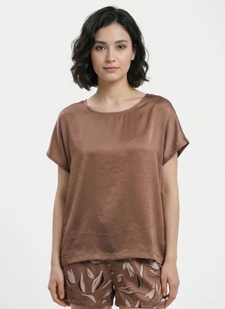 Vivis Somon Kadın Yuvarlak Pijama Üst 50VIV10814