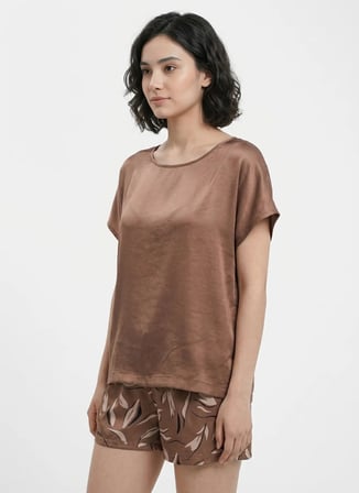 Vivis Somon Kadın Yuvarlak Pijama Üst 50VIV10814