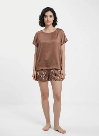 Vivis Somon Kadın Yuvarlak Pijama Üst 50VIV10814