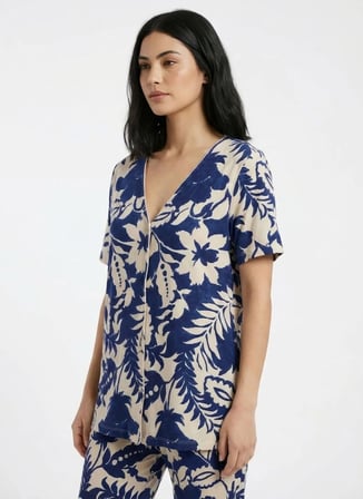 Wondergen Lacivert Kadın Pijama Üst 401WON-1124-224