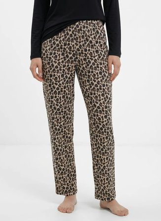 Vivis Siyah - Kahve Kadın Leopar Desenli Pijama Alt 50VIV10716