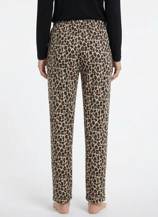 Vivis Siyah - Kahve Kadın Leopar Desenli Pijama Alt 50VIV10716