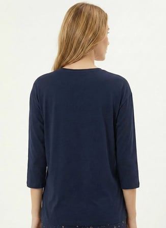 Sixteensixty Lacivert Kadın Yuvarlak Pijama Üst 403SIX-1110-112