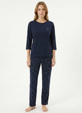 Sixteensixty Lacivert - Beyaz Kadın Pijama Alt 403SIX-1116-111