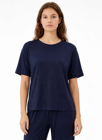 Sixteensixty Lacivert Kadın Yuvarlak Pijama Üst 403SIX-1110-114