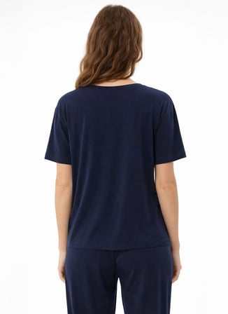 Sixteensixty Lacivert Kadın Yuvarlak Pijama Üst 403SIX-1110-114