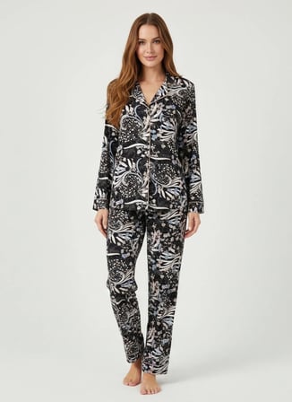 Wondergen Siyah-Beyaz Kadın Desenli Pijama Alt 401WON-1116-229