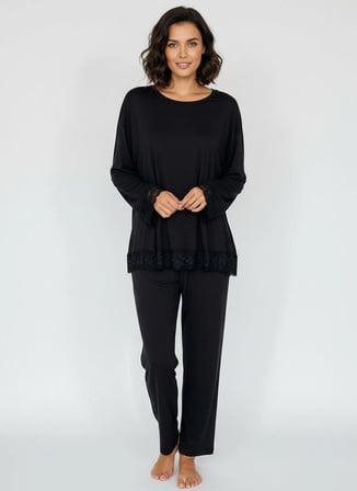 Wondergen Siyah Kadın Pijama Üst 401WON-1110-226