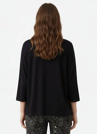 Sixteensixty Siyah Kadın Yuvarlak Pijama Üst 403SIX-1110-118