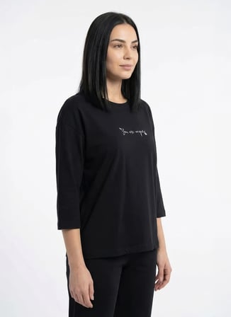Sixteensixty Siyah Kadın Yuvarlak Pijama Üst 403SIX-1110-125