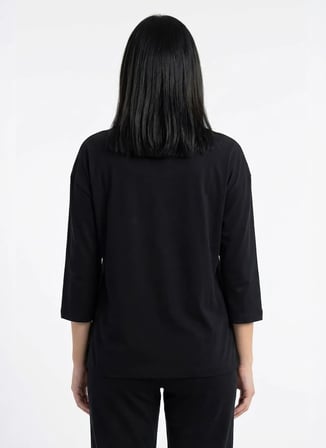 Sixteensixty Siyah Kadın Yuvarlak Pijama Üst 403SIX-1110-125
