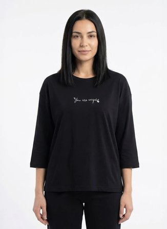 Sixteensixty Siyah Kadın Yuvarlak Pijama Üst 403SIX-1110-125